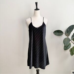 Cinema Etoile Velvet Diagonal Stripe Lace Up Back Slip Dress
